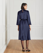 FLOYD Midikjole Aliba Satin - Navy