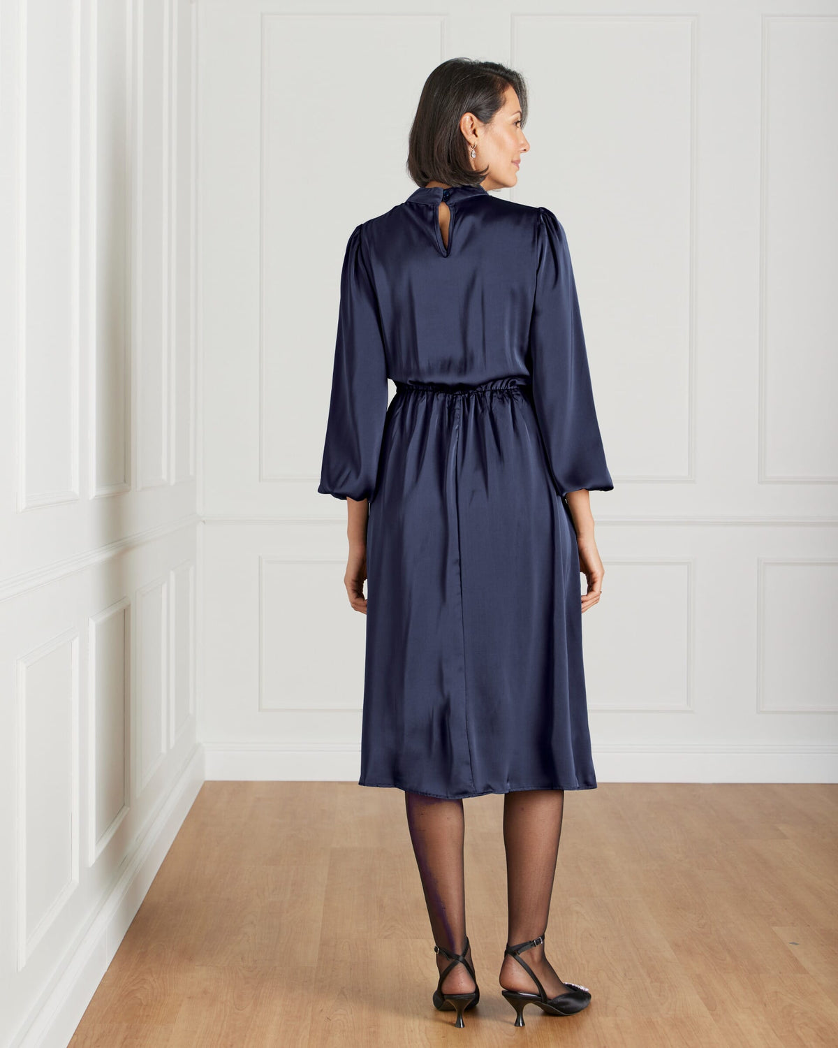 FLOYD Midikjole Aliba Satin - Navy