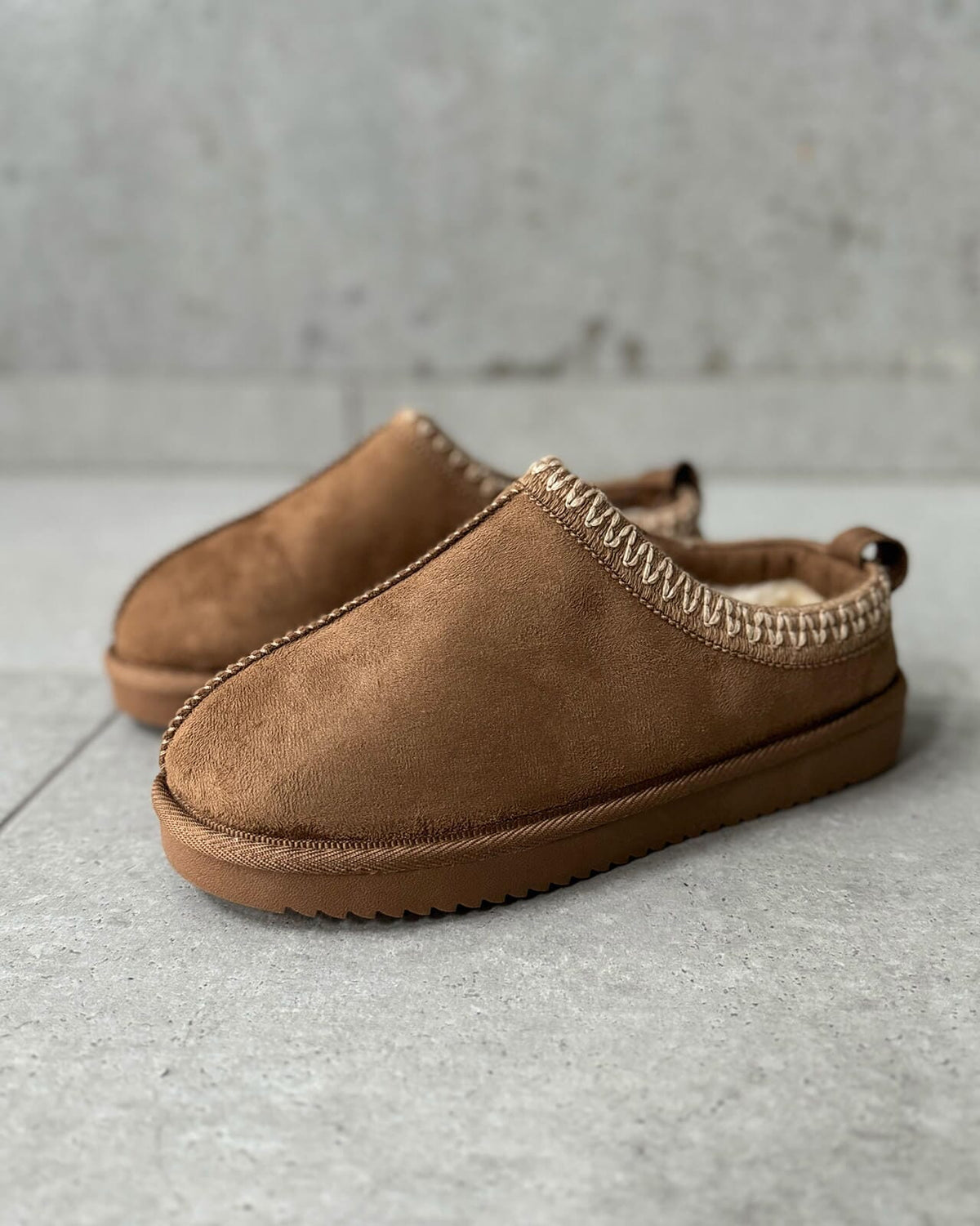 ONLY Mules Stella Teddy Lined Slipper - Cognac