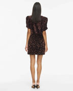 VILA Paljettskjørt Faith HW Short Sequin - Coffee Bean