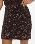 VILA Paljettskjørt Faith HW Short Sequin - Coffee Bean