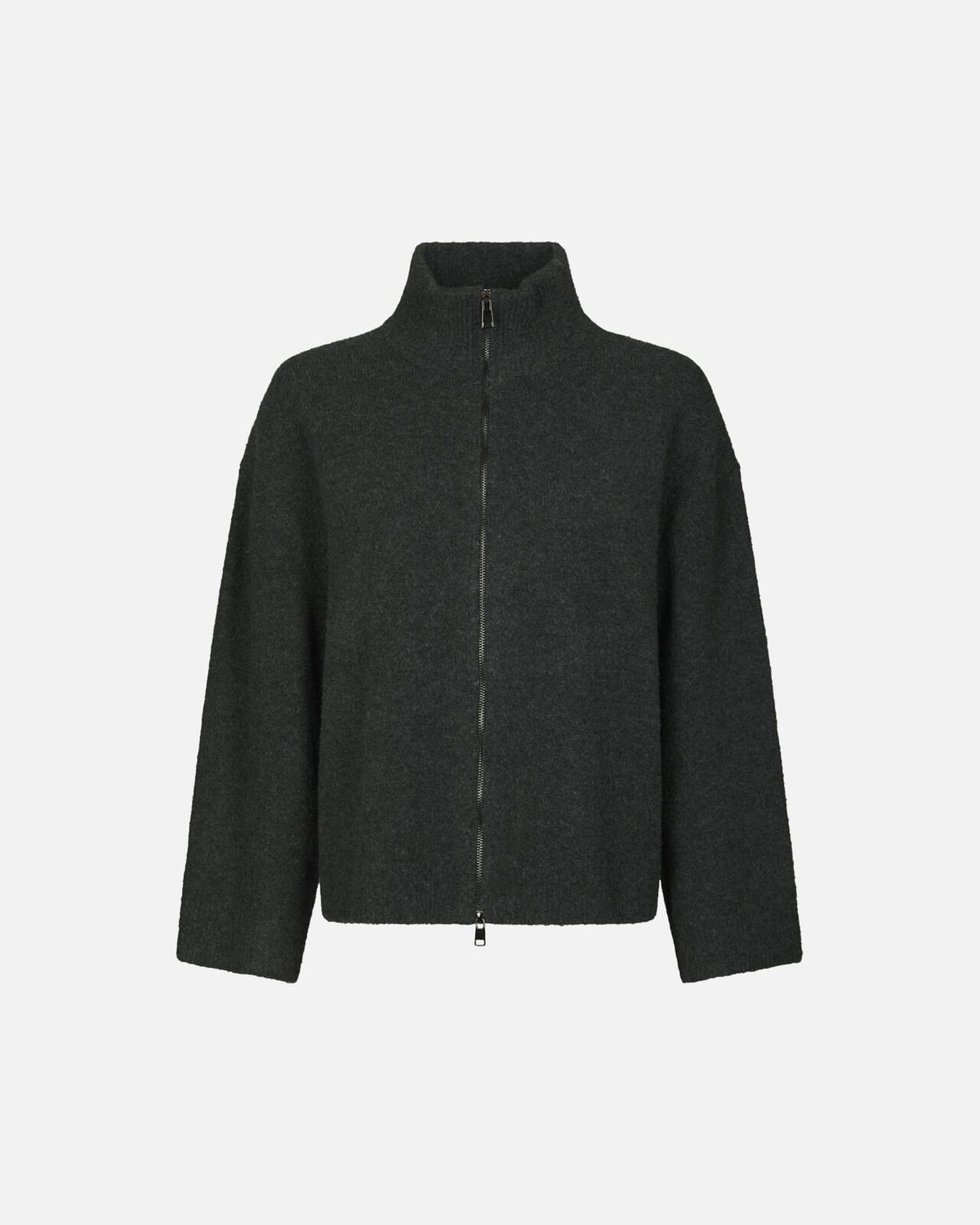 NEO NOIR Strikket Cardigan Asley Zip Knit - Antracit