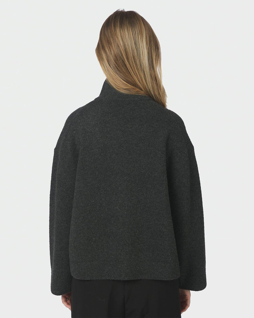 NEO NOIR Strikket Cardigan Asley Zip Knit - Antracit