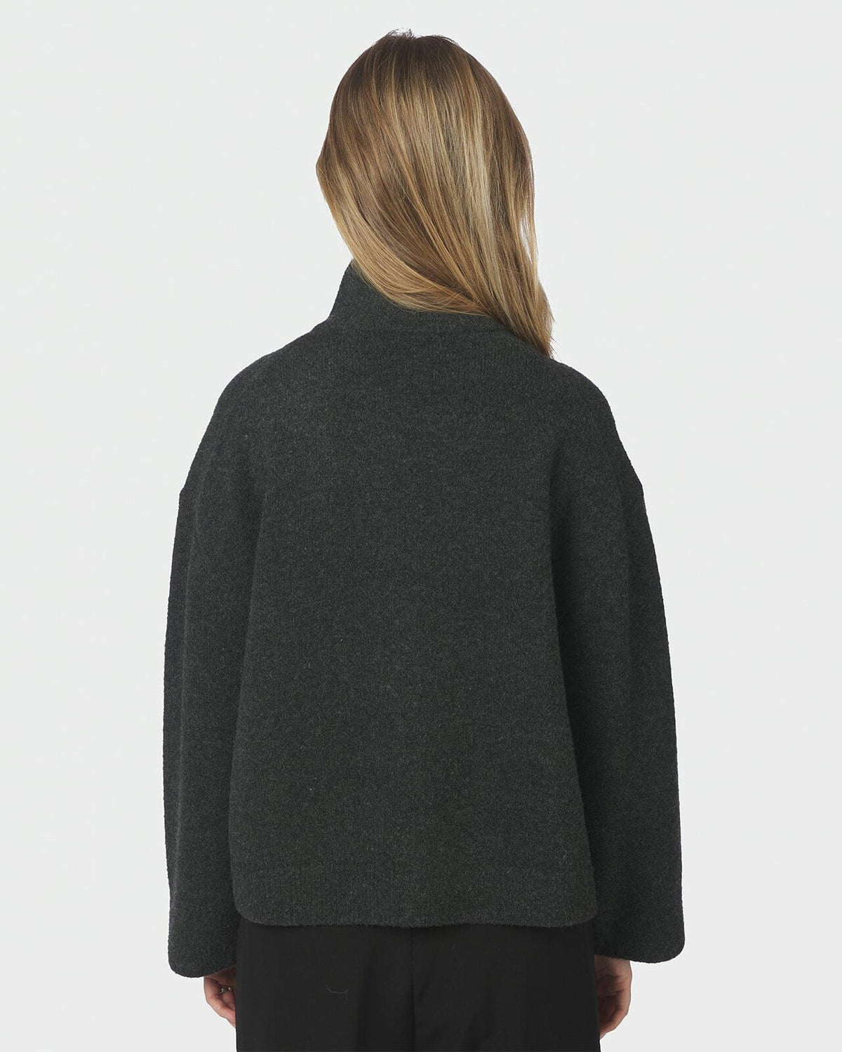 NEO NOIR Strikket Cardigan Asley Zip Knit - Antracit