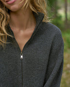 NEO NOIR Strikket Cardigan Asley Zip Knit - Antracit