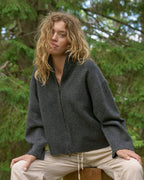 NEO NOIR Strikket Cardigan Asley Zip Knit - Antracit