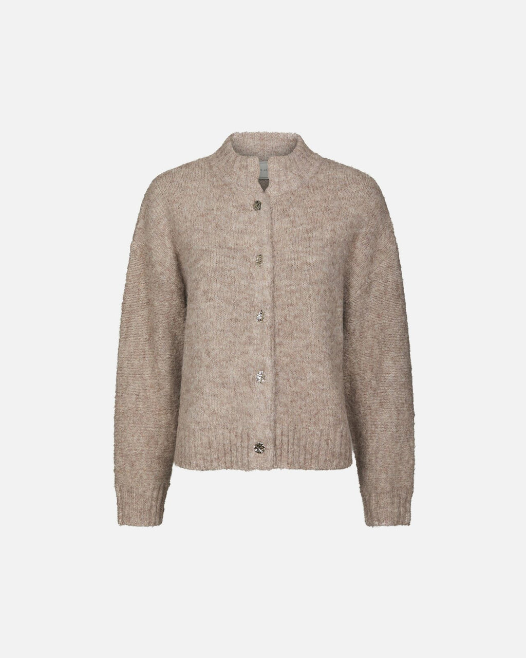NEO NOIR Strikket Cardigan Taura Fluffy Knit - Beige Melange