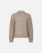 NEO NOIR Strikket Cardigan Taura Fluffy Knit - Beige Melange