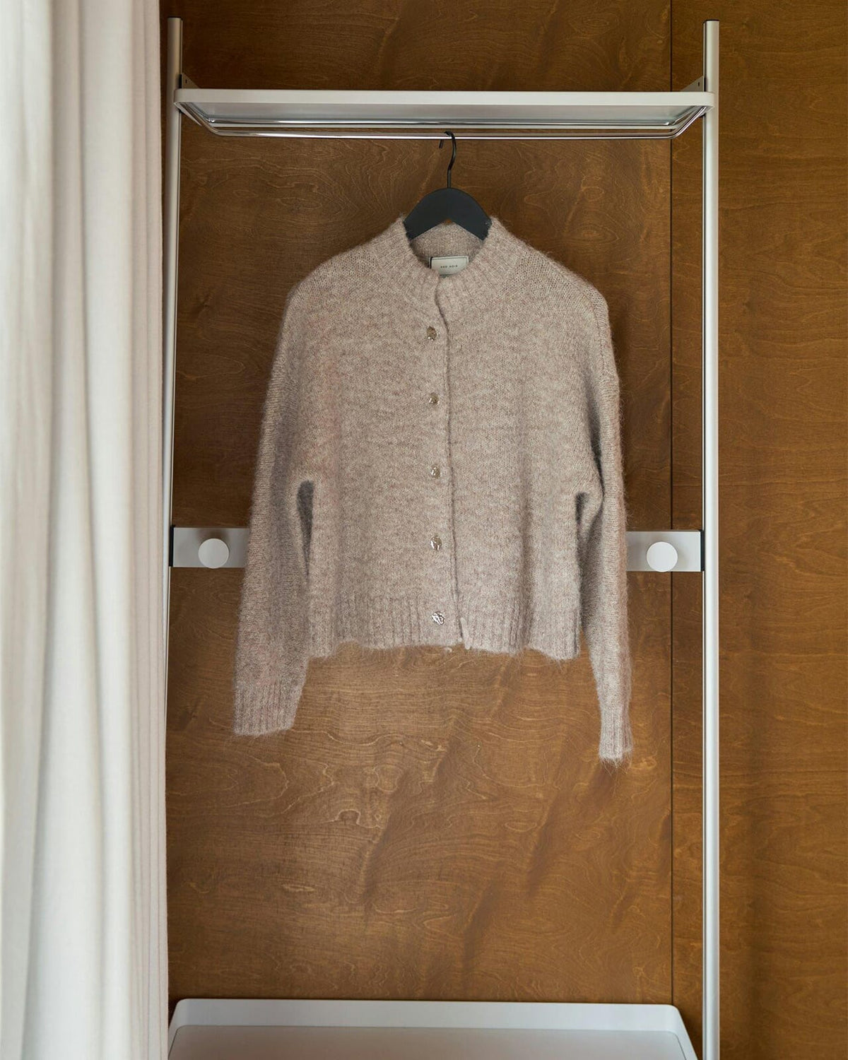 NEO NOIR Strikket Cardigan Taura Fluffy Knit - Beige Melange