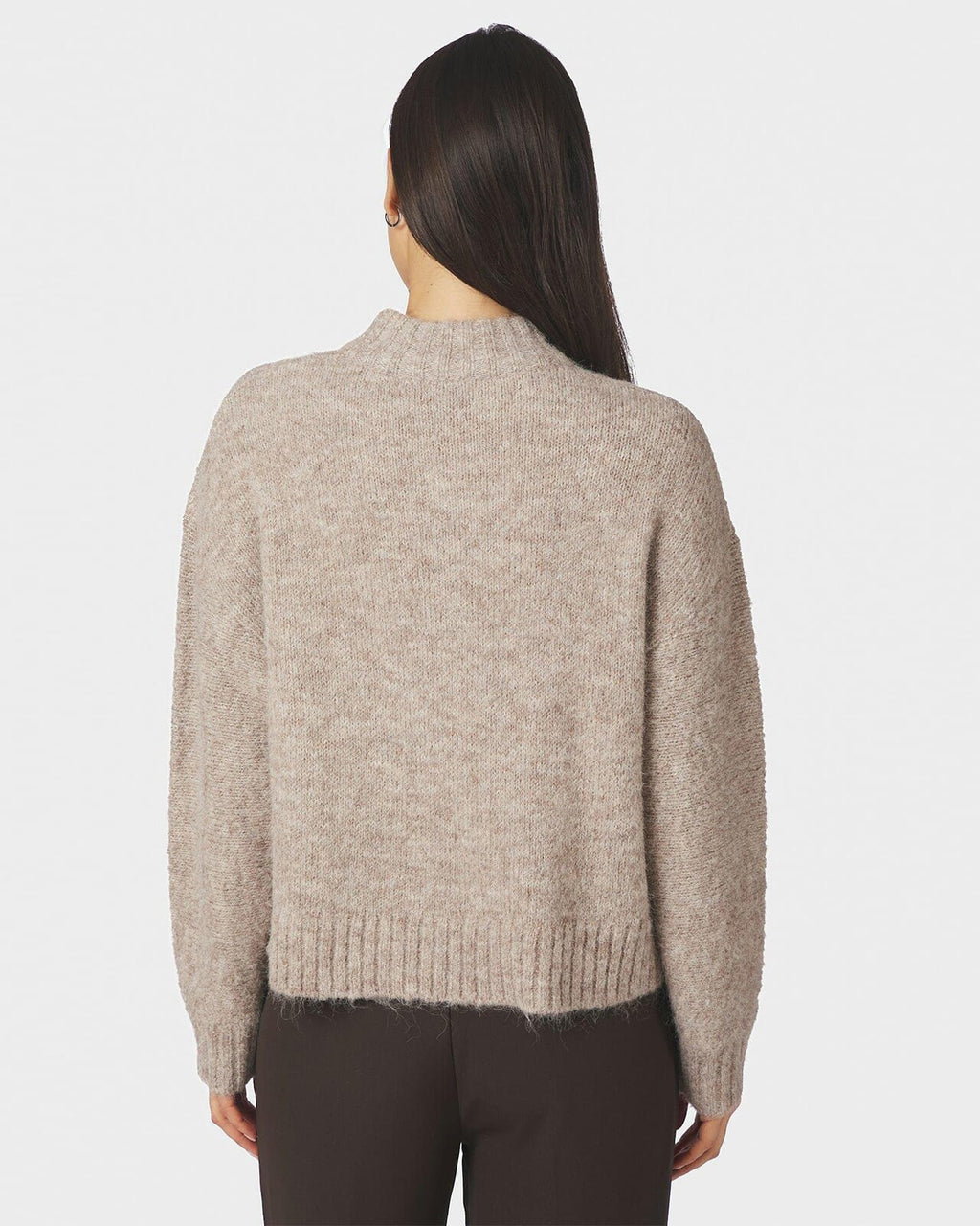 NEO NOIR Strikket Cardigan Taura Fluffy Knit - Beige Melange