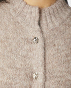 NEO NOIR Strikket Cardigan Taura Fluffy Knit - Beige Melange