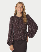 NEO NOIR Bluse Delphine Flowerbunch - Chocolate Plum