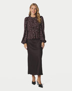 NEO NOIR Bluse Delphine Flowerbunch - Chocolate Plum