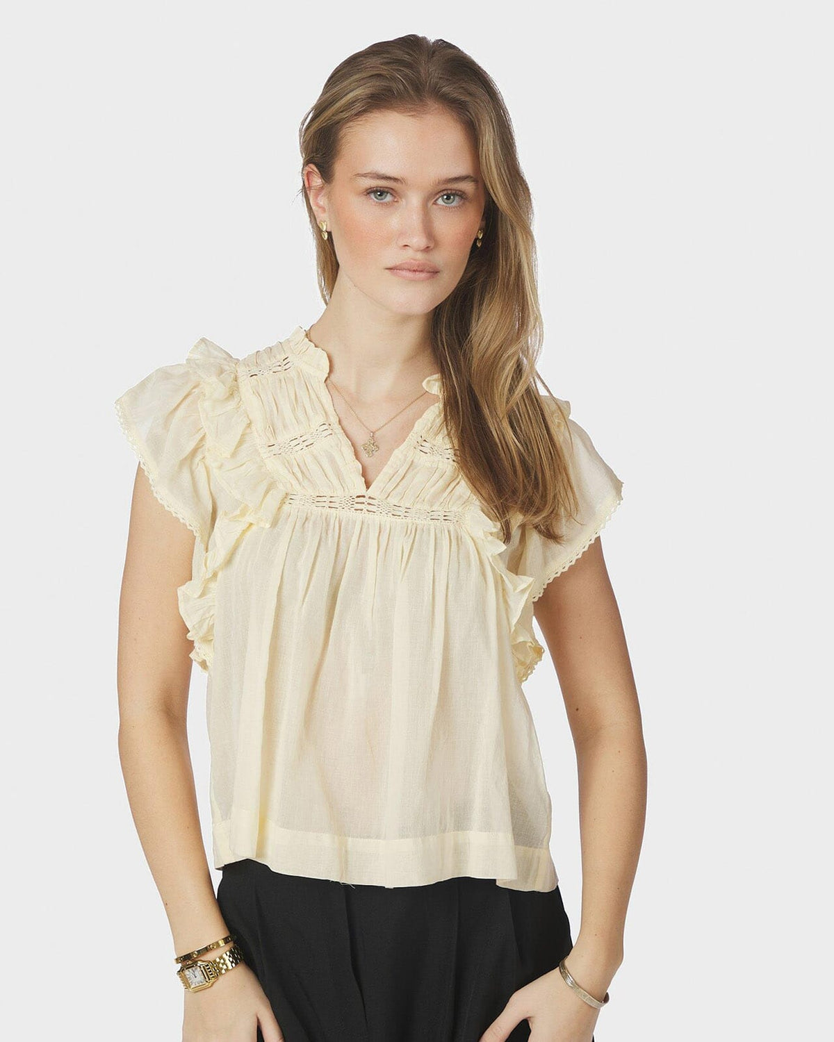 NEO NOIR Topp Jayla S Voile - Butter Yellow