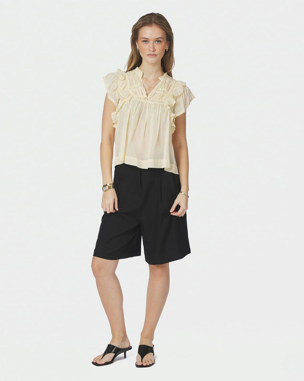 NEO NOIR Topp Jayla S Voile - Butter Yellow