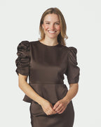 NEO NOIR Topp Benua Heavy Sateen - Dark Brown