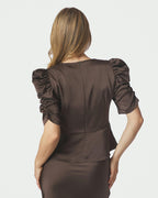 NEO NOIR Topp Benua Heavy Sateen - Dark Brown