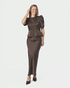NEO NOIR Topp Benua Heavy Sateen - Dark Brown