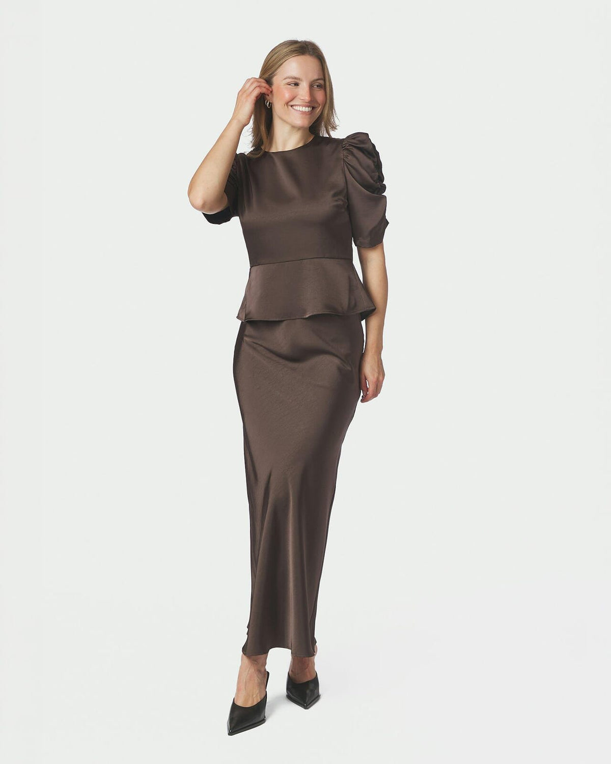 NEO NOIR Topp Benua Heavy Sateen - Dark Brown