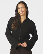 NEO NOIR Strikket Cardigan Ramera Fluffy Knit - Dark Brown