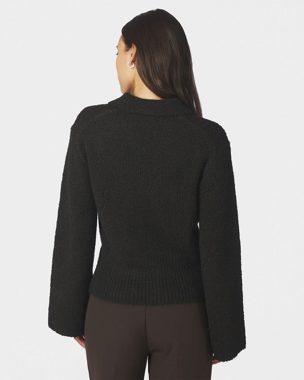 NEO NOIR Strikket Cardigan Ramera Fluffy Knit - Dark Brown