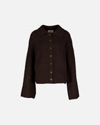 NEO NOIR Strikket Cardigan Ramera Fluffy Knit - Dark Brown