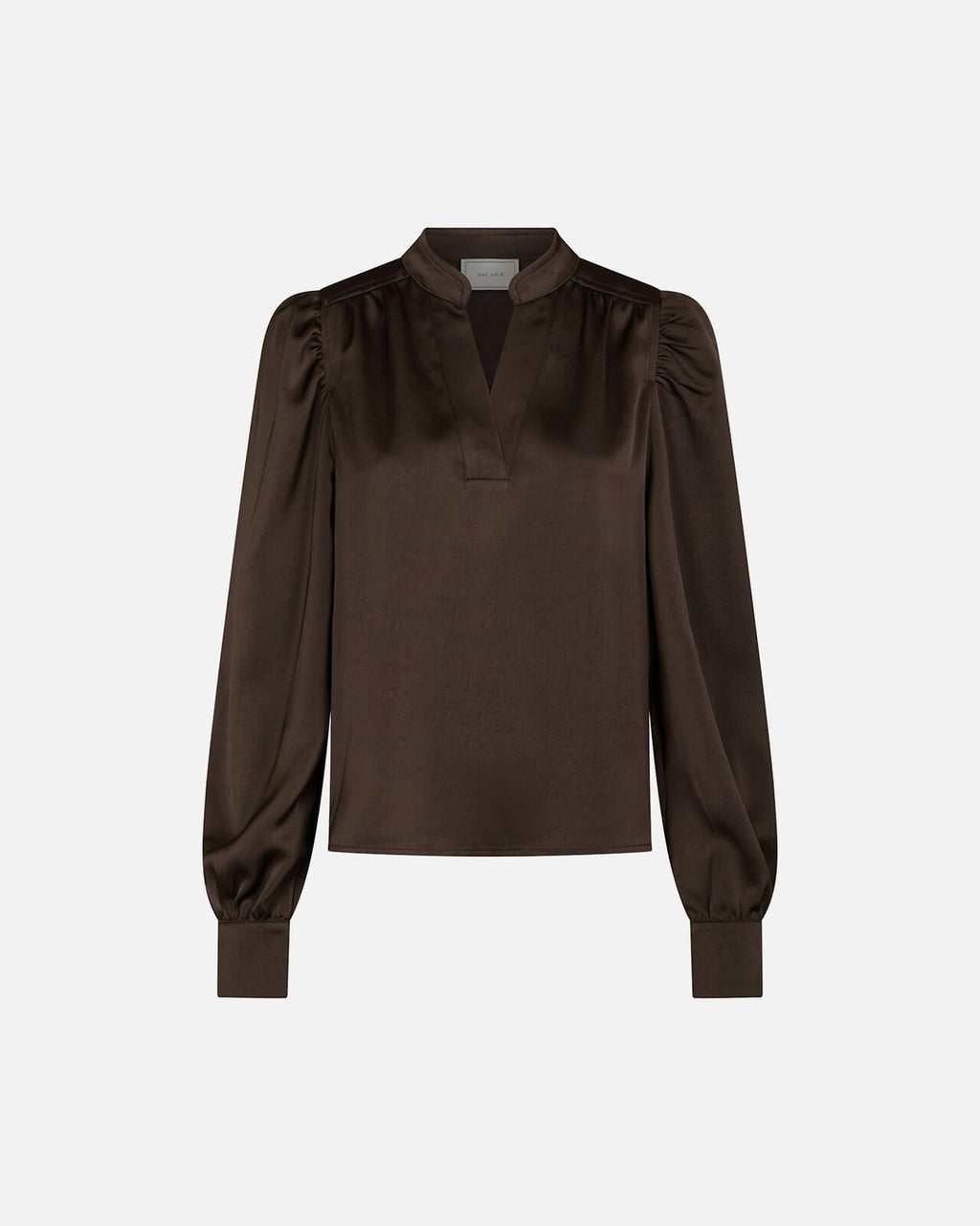 NEO NOIR Bluse Rosslyn Heavy Sateen - Dark Brown