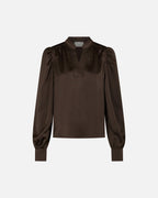 NEO NOIR Bluse Rosslyn Heavy Sateen - Dark Brown