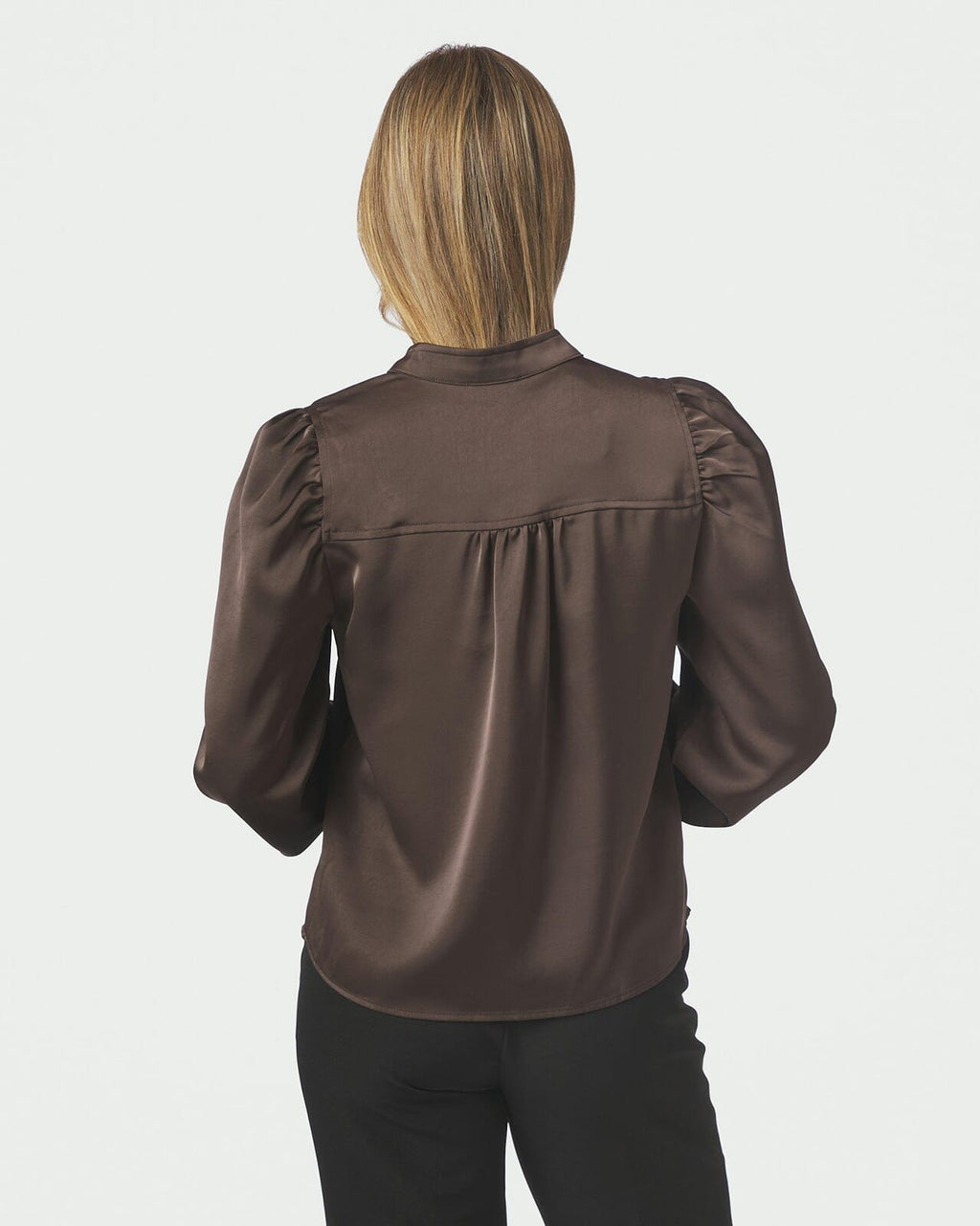 NEO NOIR Bluse Rosslyn Heavy Sateen - Dark Brown