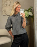 NEO NOIR Skjorte Etta Stripe B - Dark Grey