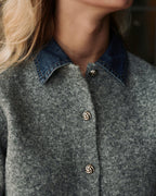 NEO NOIR Strikket Cardigan Amoria - Grey Melange