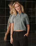 NEO NOIR Strikket Cardigan Amoria - Grey Melange
