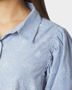 NEO NOIR Skjorte Etta Flower Stripe - Light Blue