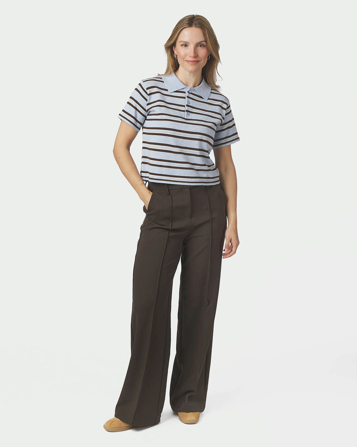 NEO NOIR Topp Mulann Polo Knit - Light Blue