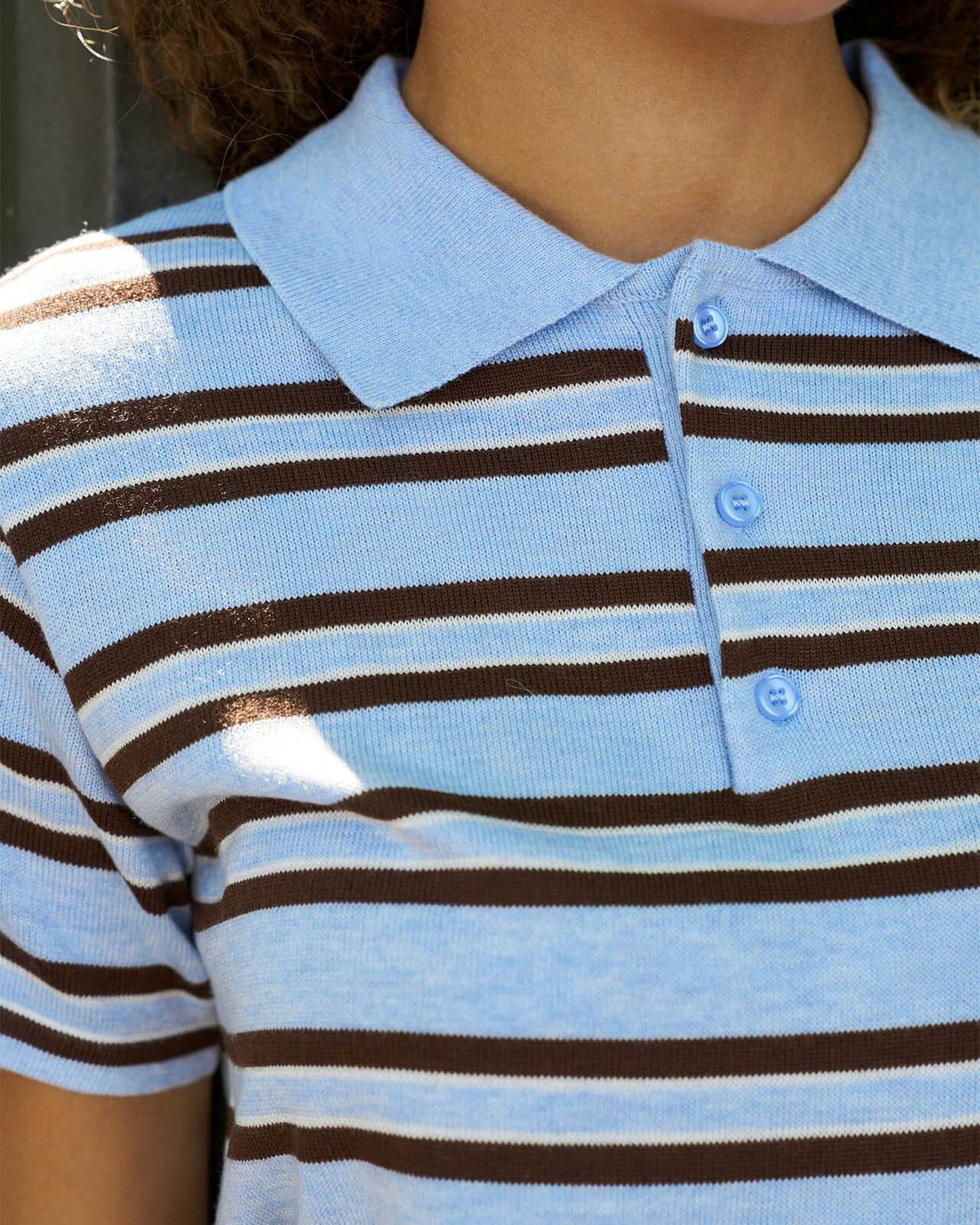 NEO NOIR Topp Mulann Polo Knit - Light Blue