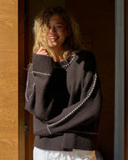 NEO NOIR Strikkegenser Roeme Knit Stitch - Dark Brown