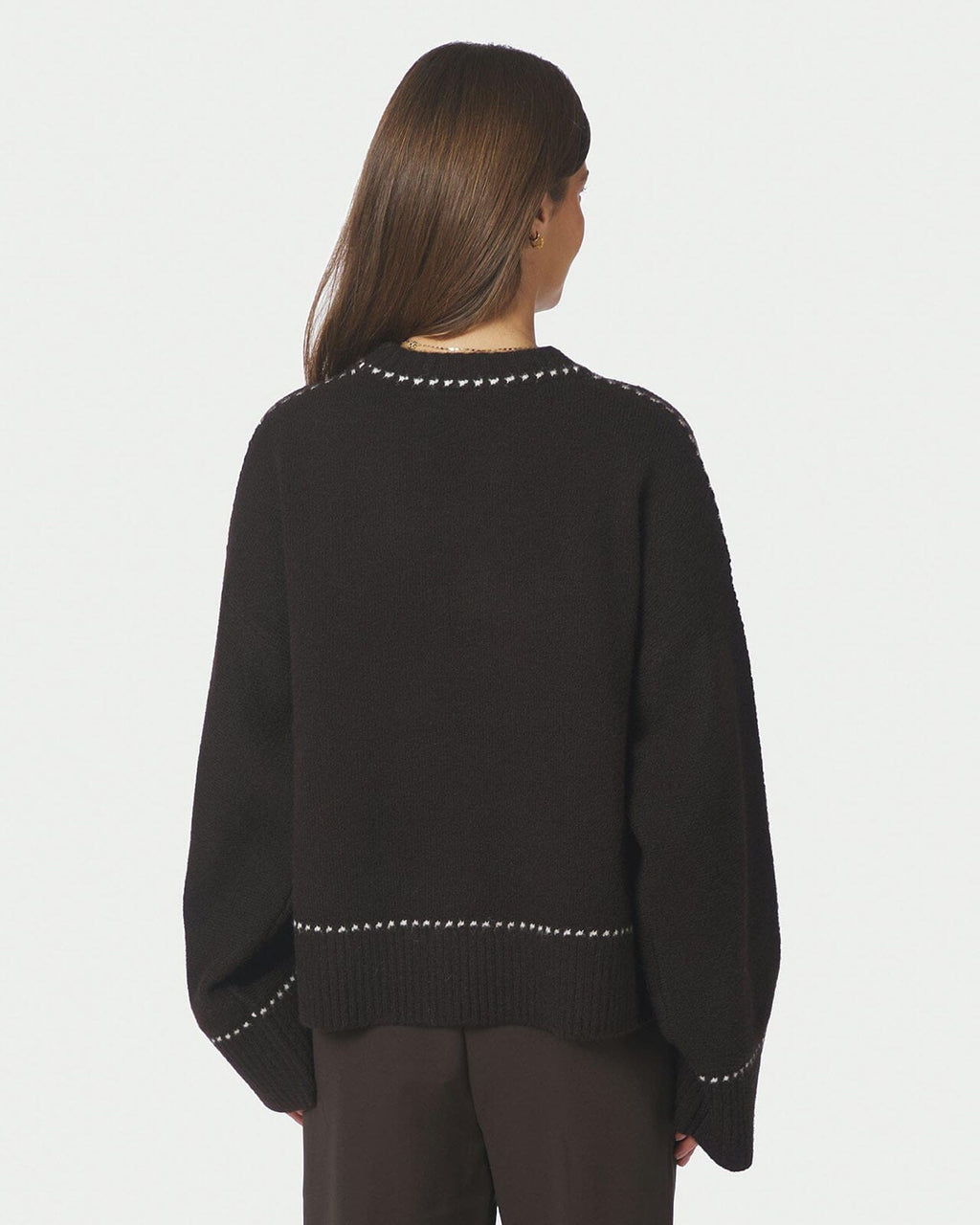 NEO NOIR Strikkegenser Roeme Knit Stitch - Dark Brown