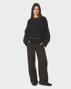 NEO NOIR Strikkegenser Roeme Knit Stitch - Dark Brown