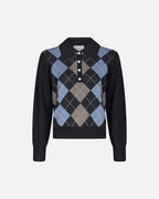 NEO NOIR Genser Julina Check Knit - Navy