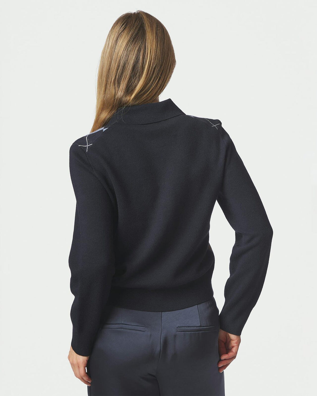 NEO NOIR Genser Julina Check Knit - Navy
