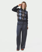 NEO NOIR Genser Julina Check Knit - Navy