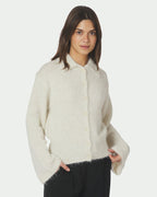 NEO NOIR Strikket Cardigan Ramera Fluffy Knit - Off White