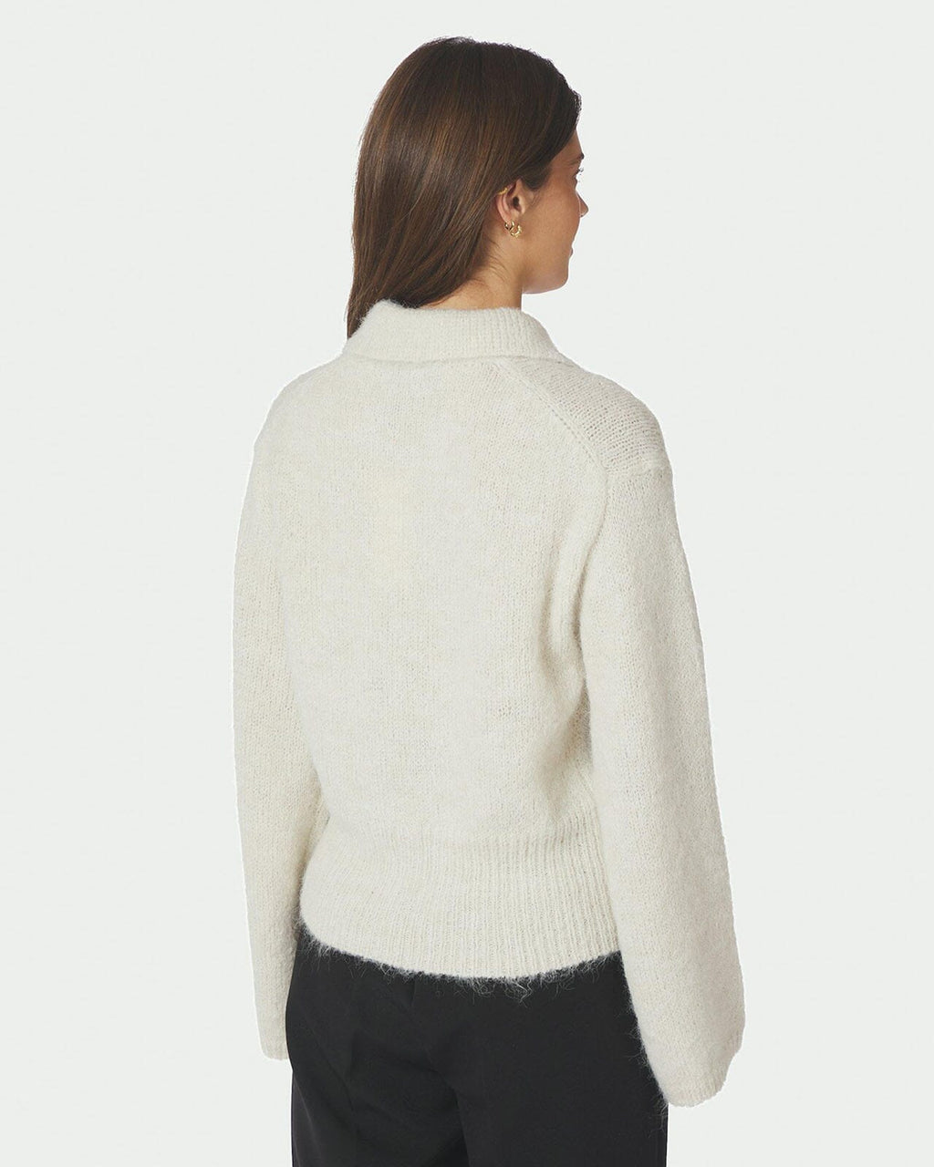 NEO NOIR Strikket Cardigan Ramera Fluffy Knit - Off White