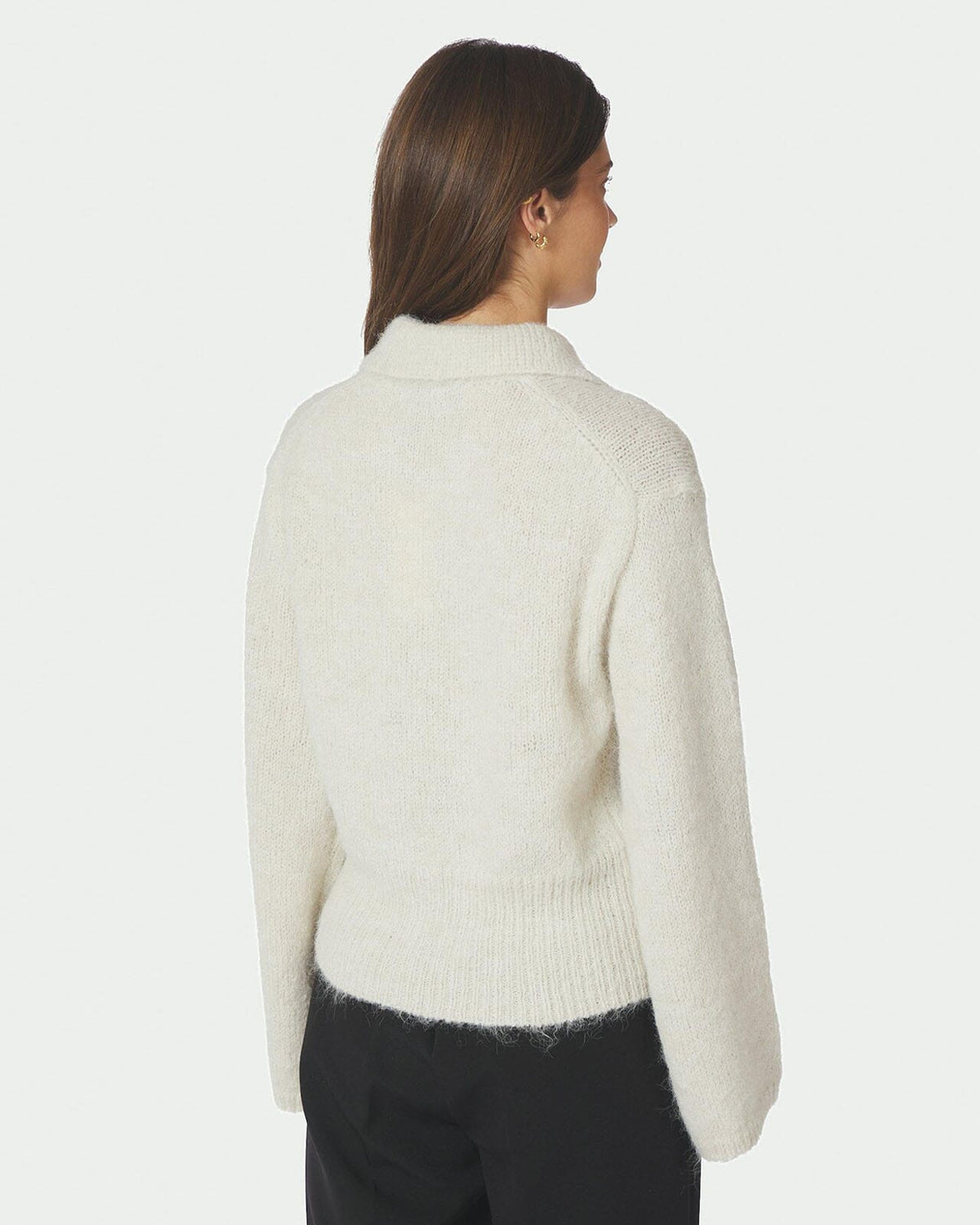NEO NOIR Strikket Cardigan Ramera Fluffy Knit - Off White