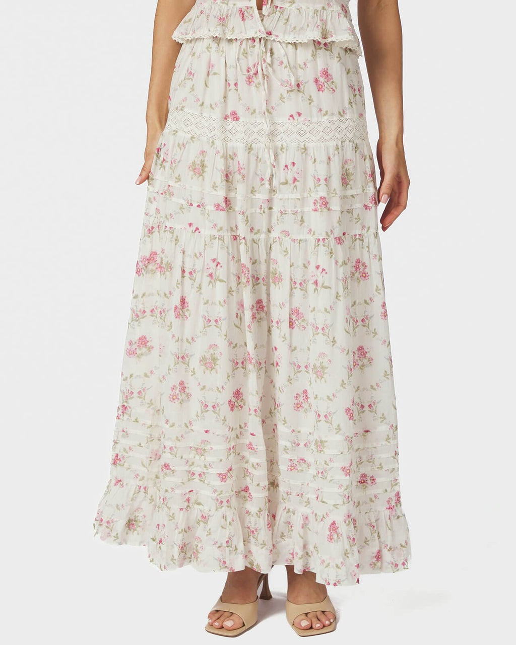 NEO NOIR Maxiskjørt Fippo Spring Flower Skirt - Off White