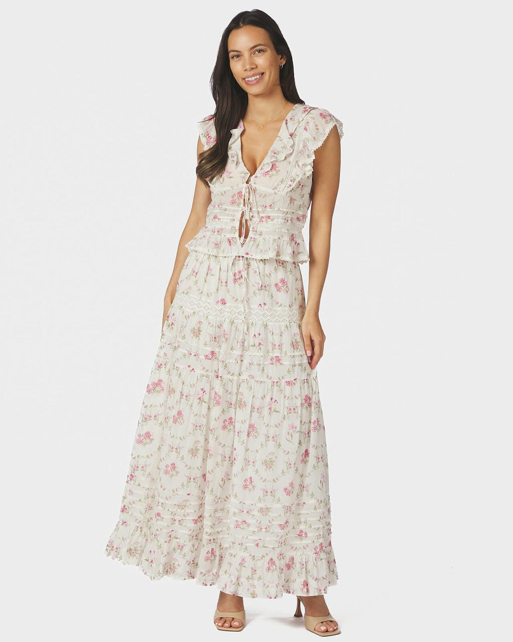 NEO NOIR Maxiskjørt Fippo Spring Flower Skirt - Off White