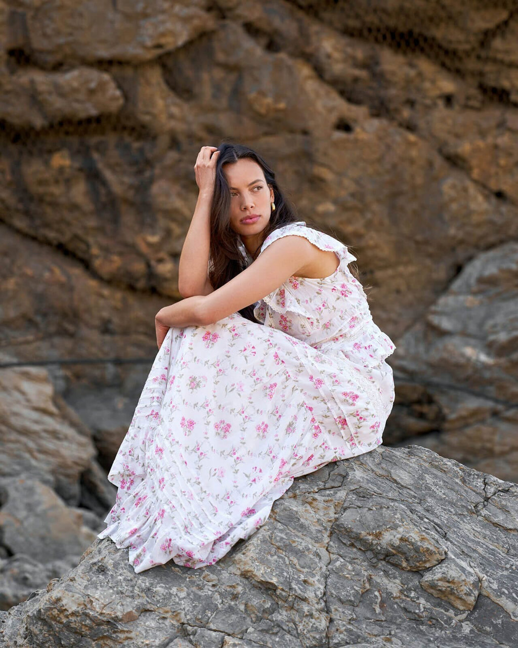 NEO NOIR Maxiskjørt Fippo Spring Flower Skirt - Off White