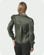 NEO NOIR Bluse Rosslyn Heavy Sateen - Deep Green