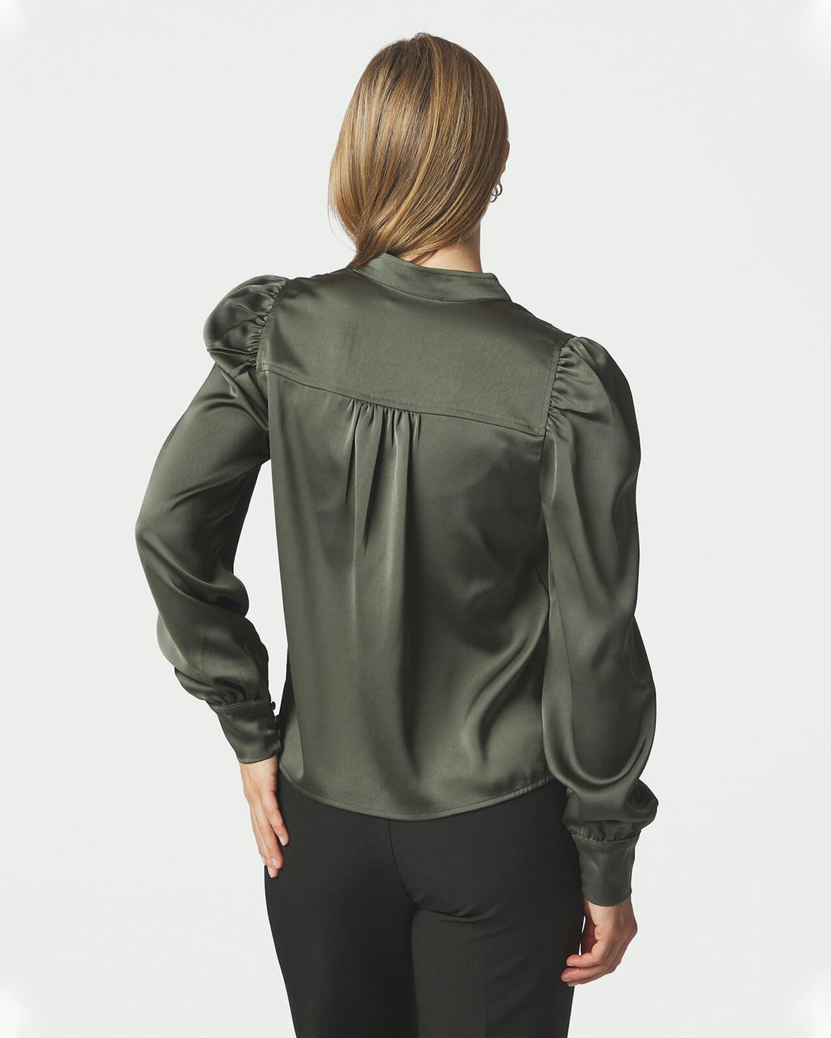 NEO NOIR Bluse Rosslyn Heavy Sateen - Deep Green