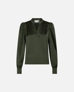 NEO NOIR Bluse Rosslyn Heavy Sateen - Deep Green